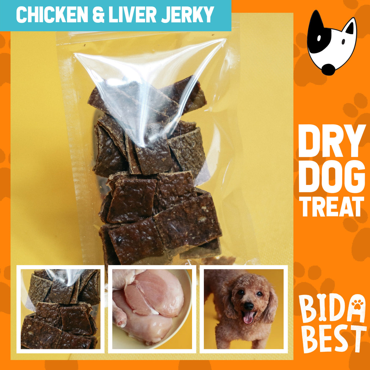 Chicken & Liver Jerky Pet Treat For Dogs & Cats BidaBest Pet Food
